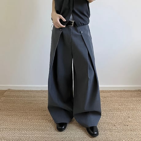 striped wide wrap slacks　VG1296