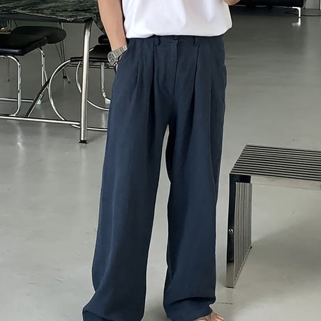 linen like wide straight slacks VG1286