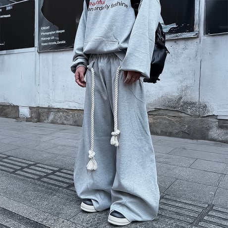 rope belt wide sweat pants　VM1064