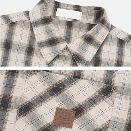 vintage patch pocket check shirt /3color　VG1103