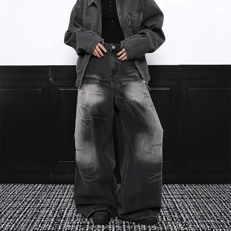 curved fade 3d wide denim　VM1050