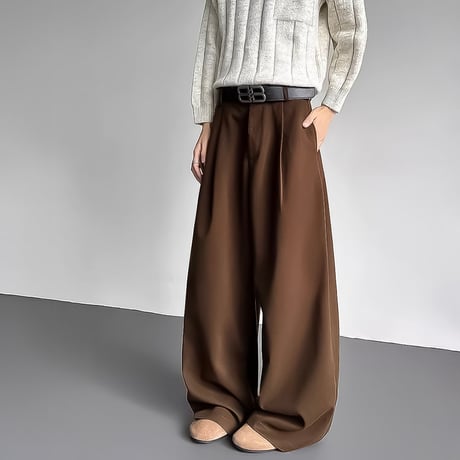 minimal wide straight slacks /2color　VM1147