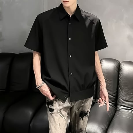 minimal hem-ribbed short sleeve shirt /3color　VM1156