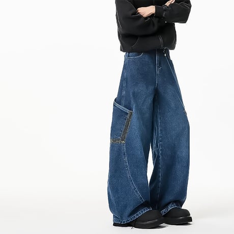 leopard cargo wide denim /2color　VM1010