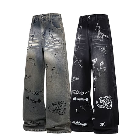 graffiti art baggy denim /2color　VM1020