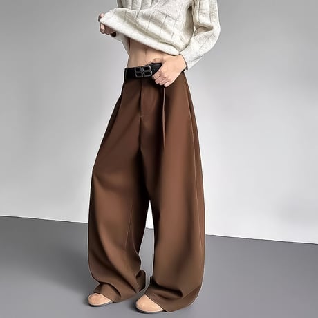 minimal wide straight slacks /2color　VM1147