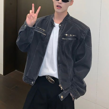 oversized denim utility jacket /2color　VG1321
