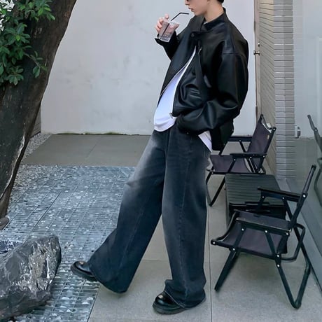 vintage washed wide denim pants /3color　VG1053