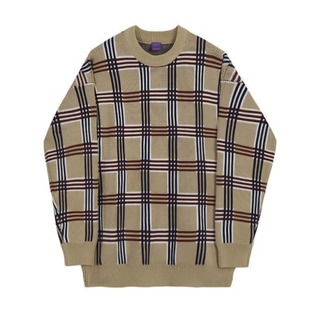oversized check pattern knit　VG1147