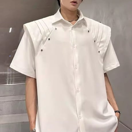 pleated detail short sleeve shirt /2color　VM1160