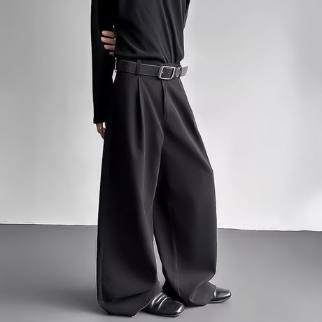 minimal wide straight slacks /2color　VM1147