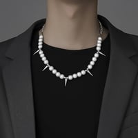 spike pearl mix necklace　VM1005