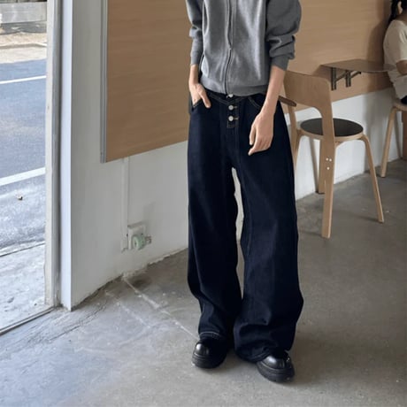 button fly curved denim　VG1083