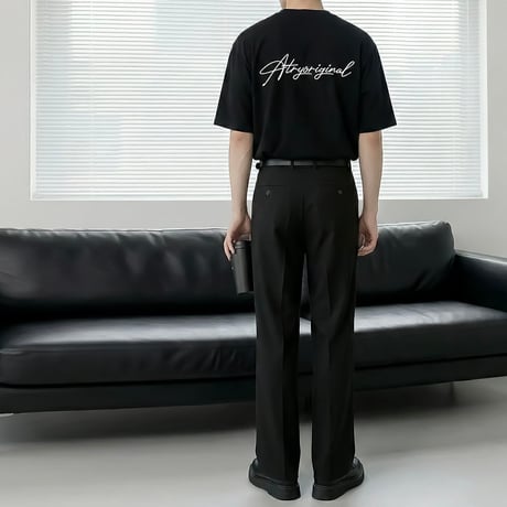 script graphic oversized tee /2color　VM1114
