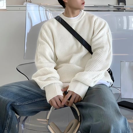 oversized waffle knit sweater　VG1193