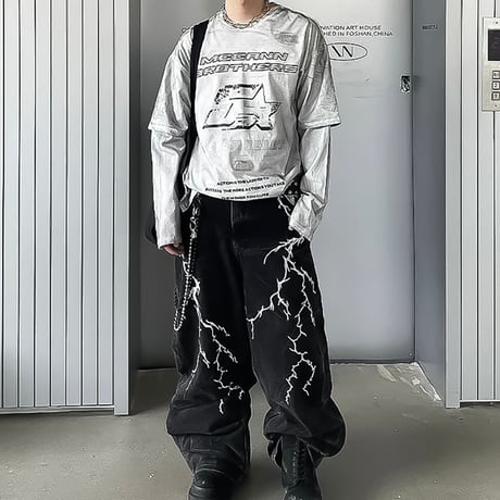 graphic washed long sleeve tee /2color　VM1024