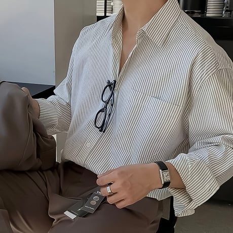 oversized cotton stripe shirt　VG1333