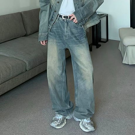 retro wash wide straight denim　VG1288