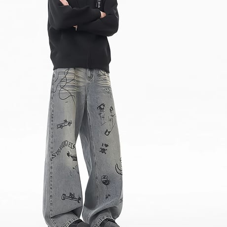 graffiti art baggy denim /2color　VM1020