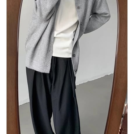 minimal relaxed crew cardigan /2color　VM1042