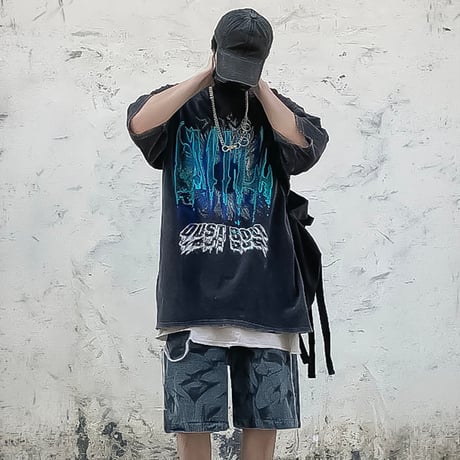 washed graphic oversized tee　VM1039