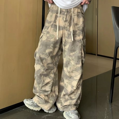 digital camo wide baggy cargo pants　VG1060