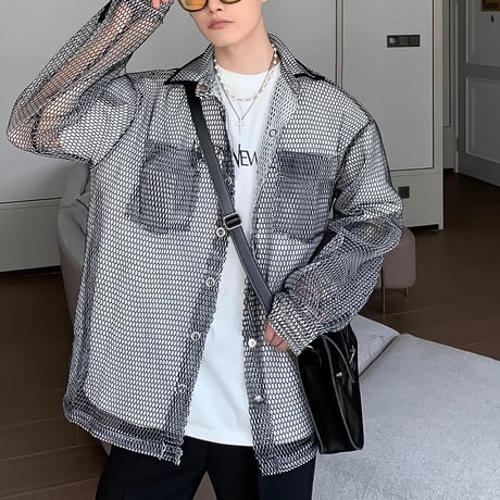 inen mesh oversized shirt /2color　VG1314