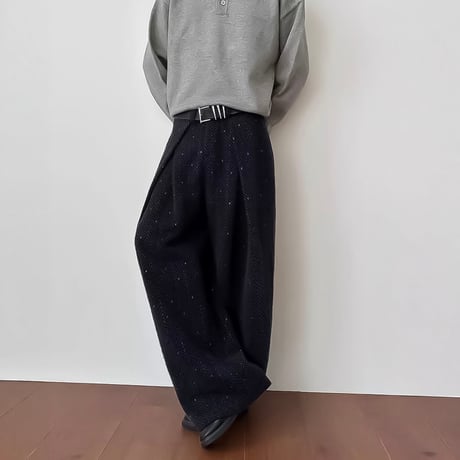 herringbone pattern wide slacks　VM1144