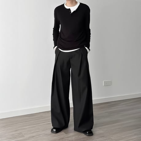 extreme tucked wide slacks /2color　VM1051
