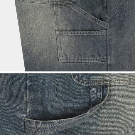 carpenter washing wide denim pants /4color　VG1108