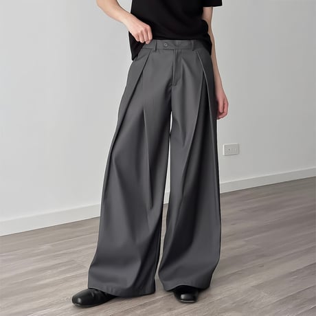 extreme tucked wide slacks /2color　VM1051