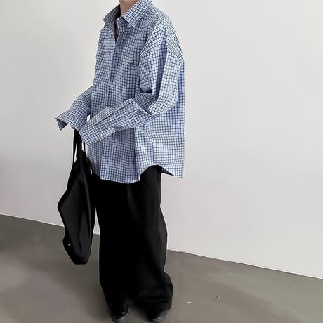 minimalist zip-up shirt /2color　VM1019