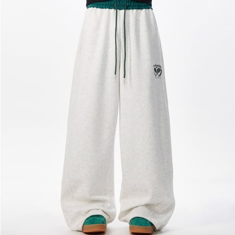 logo embroidery wide sweat pants　VG1189