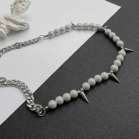 spike pearl mix necklace　VM1005