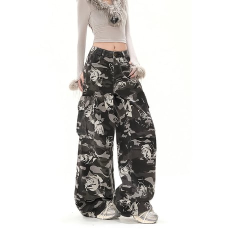 rose camo wide cargo pants　VM1001