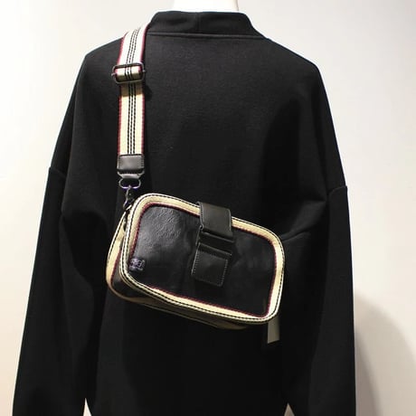 retro stripe strap mini cross bag /3color　VG1214