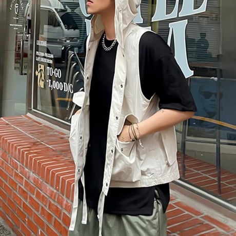 hooded nylon utility vest　VG1090