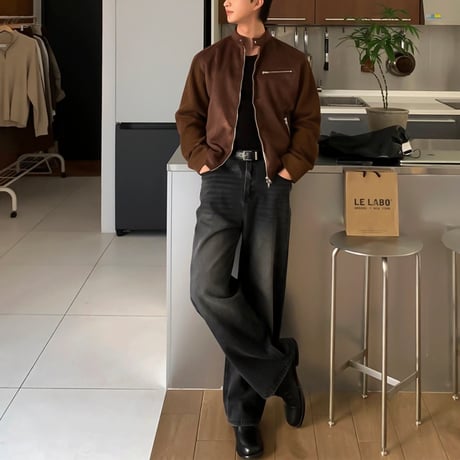 suede & knit combination blouson /2color　VG1124