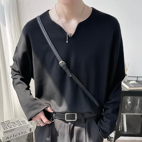 minimal oversized v-neck cutsew /2color　VG1338