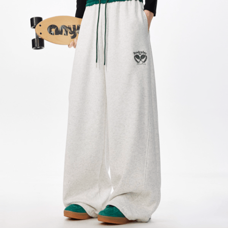 logo embroidery wide sweat pants　VG1189