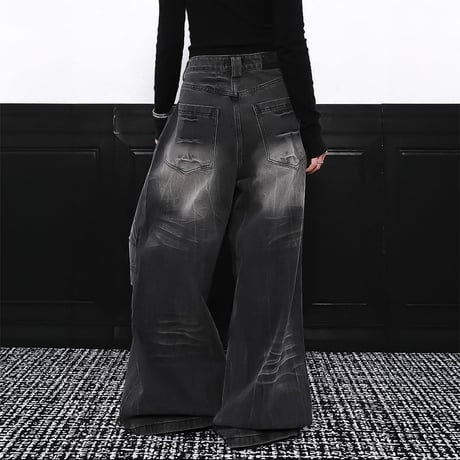 curved fade 3d wide denim　VM1050