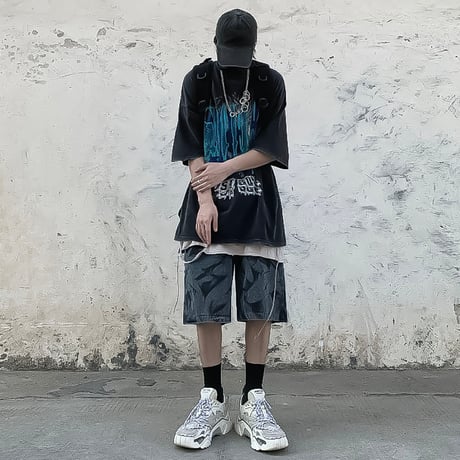 washed graphic oversized tee　VM1039