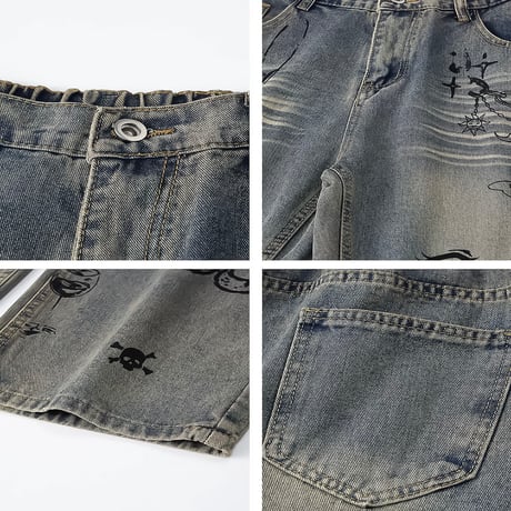 graffiti art baggy denim /2color　VM1020