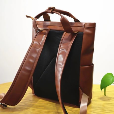 minimal square leather backpack /4color　VG1197