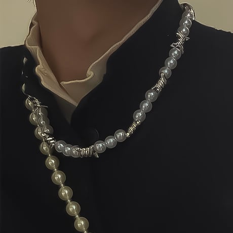 barbed wire pearl necklace　VM1083