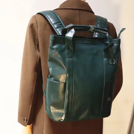 minimal square leather backpack /4color　VG1197