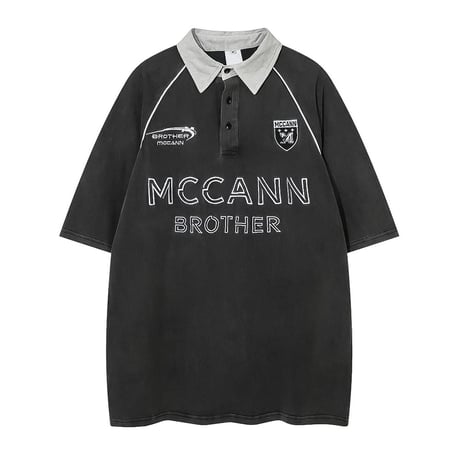washed raglan oversized polo　VM1037