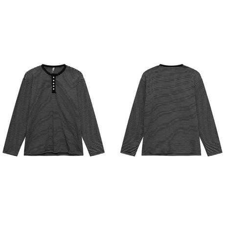 striped slim henley neck tee /3color　VG1305
