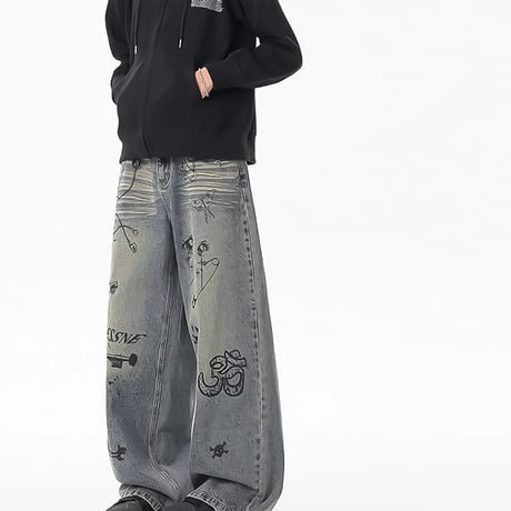 graffiti art baggy denim /2color　VM1020
