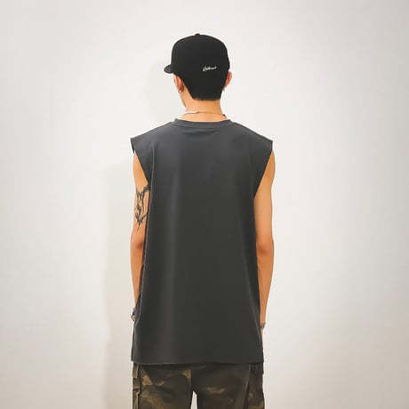 black college logo sleeveless　VM1028